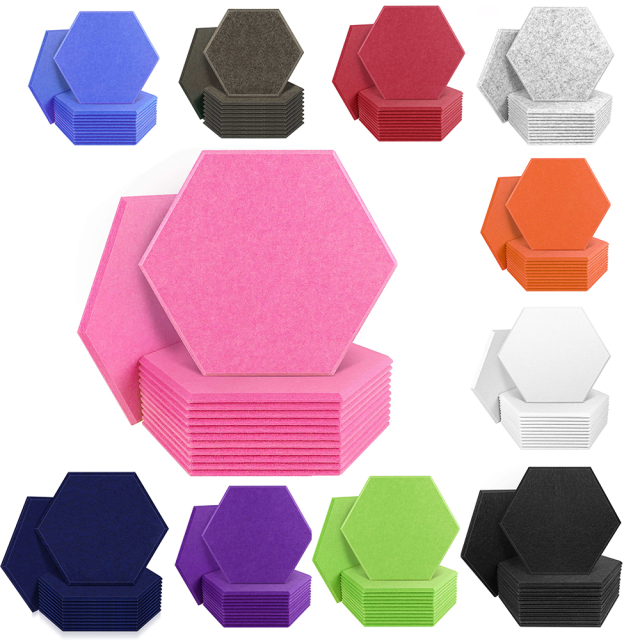 12 Pack Hexagon Acoustic Panels 14&quot; X 12&quot; X 0.4&quot; High Density Sound Absorbing Panels Sound proof Insulation Beveled Edge Studio Treatment Tiles