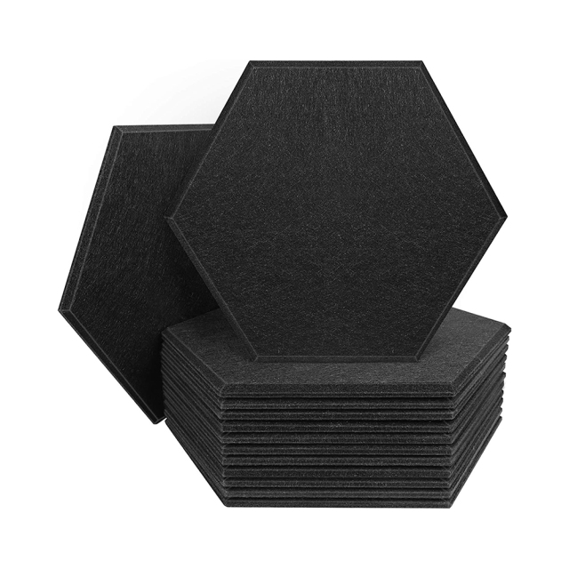 12 Pack Hexagon Acoustic Panels 14" X 12" X 0.4" High Density Sound Absorbing Panels Sound proof Insulation Beveled Edge Studio Treatment Tiles