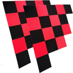 48pcs/lot Pack BLACK Red Acoustic Foam Panel Wedge Studio Soundproofing Wall Tiles 12" X 12" X 1" 300X300X25mm  Stock in USA and Germany