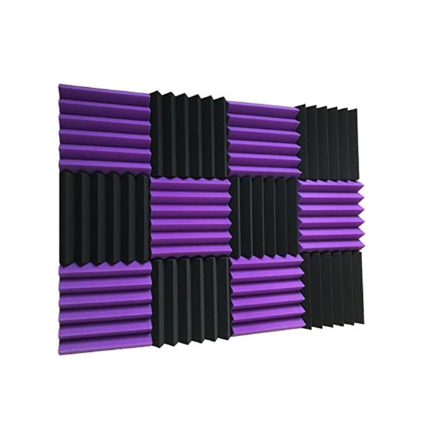 12 Pack  Wedge purple/Black Acoustic Foam Panel  Acoustic Soundproofing Studio Foam Tiles 2"x12"x12" 300X300X50mm