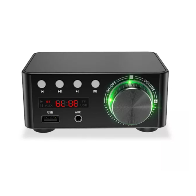1pc Black Color HiFi Audio Stereo Digital Amplifier Support Bluetooth 5.0 TPA3116 Board 50Wx2 Desktop AMP AUX USB TF Card Player