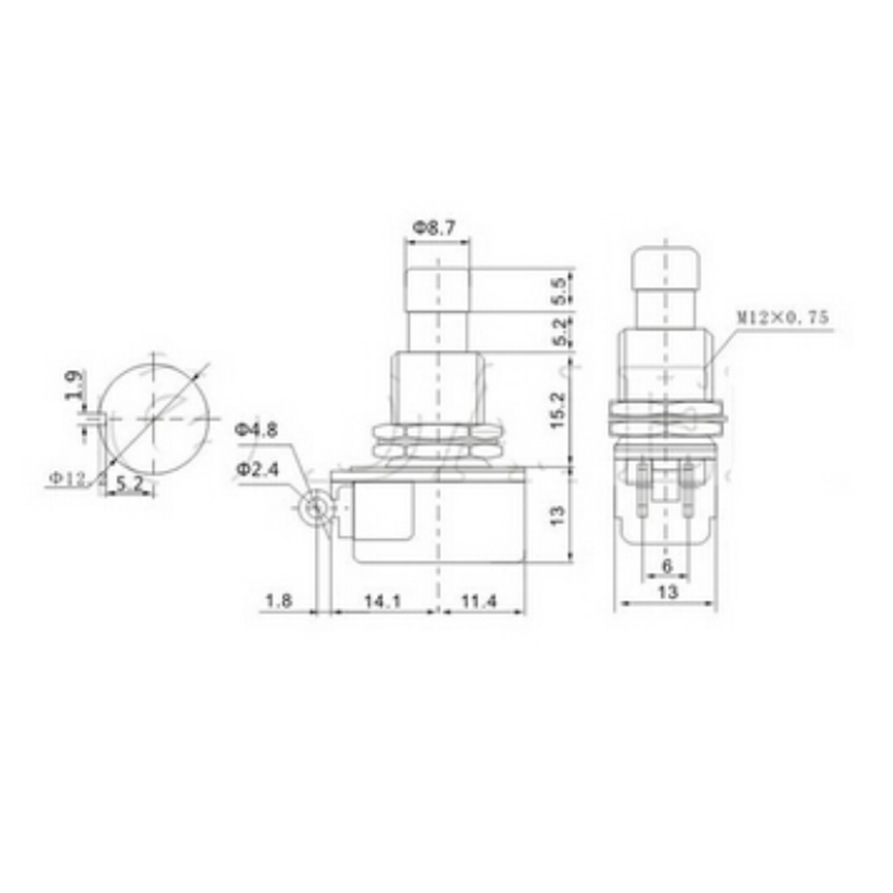 3A-250V 6A-125V  no lock Push Button Footswitch For Tube Guitar Effect Carling