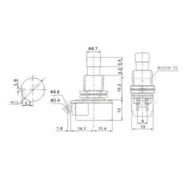 3A-250V 6A-125V  no lock Push Button Footswitch For Tube Guitar Effect Carling