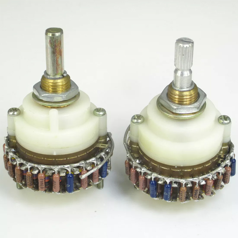 1pc 10K 2 Pole 23 Step single channel volume Attenuator Potentiome​ter rotary switch with DALE Resistor peduncular and Round shaft