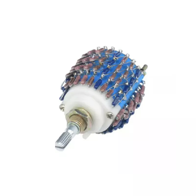 1pc four channel 10K 50K 100K 4 Pole 4X24 Step volume Attenuator Potentiome​ter rotary switch with DALE Resistor peduncular shaft
