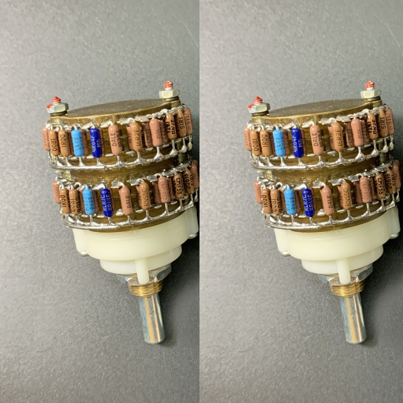 1pc 2 channels 10K 50K 100K 4 Pole 4X24 Step rotary switch volume Attenuator Potentiome​ter rotary switch with DALE Resistor peduncular shaft