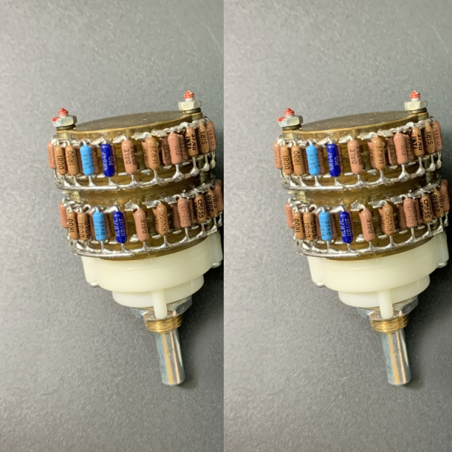 1pc 2 channels 10K 50K 100K 4 Pole 4X24 Step rotary switch volume Attenuator Potentiome​ter rotary switch with DALE Resistor peduncular shaft