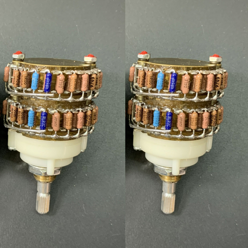 1pc 2 channels 10K 50K 100K 4 Pole 4X24 Step rotary switch volume Attenuator Potentiome​ter rotary switch with DALE Resistor peduncular shaft