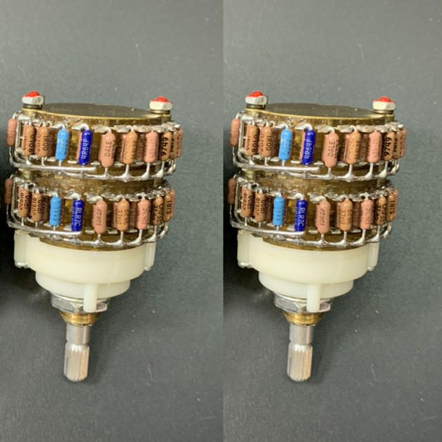 1pc 2 channels 10K 50K 100K 4 Pole 4X24 Step rotary switch volume Attenuator Potentiome​ter rotary switch with DALE Resistor peduncular shaft