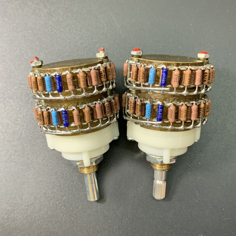 1pc 2 channels 10K 50K 100K 4 Pole 4X24 Step rotary switch volume Attenuator Potentiome​ter rotary switch with DALE Resistor peduncular shaft