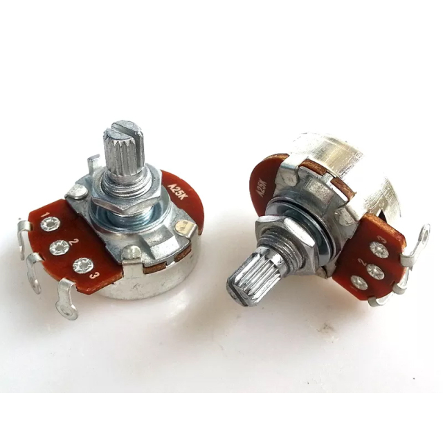 1PC 24 A type Single 3 soldering pin STEREO VOLUME Potentiometer peduncular shaft A500K A250K A100K A25K A1M