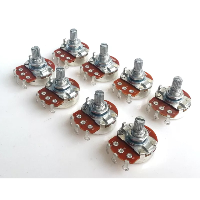 1PC 24 B type Single 3 soldering pin STEREO VOLUME Potentiometer peduncular shaft B5K B100K B10K B25K B2K B50K B1M B500K