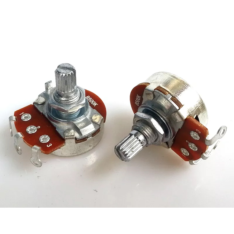 1PC 24 B type Single 3 soldering pin STEREO VOLUME Potentiometer peduncular shaft B5K B100K B10K B25K B2K B50K B1M B500K