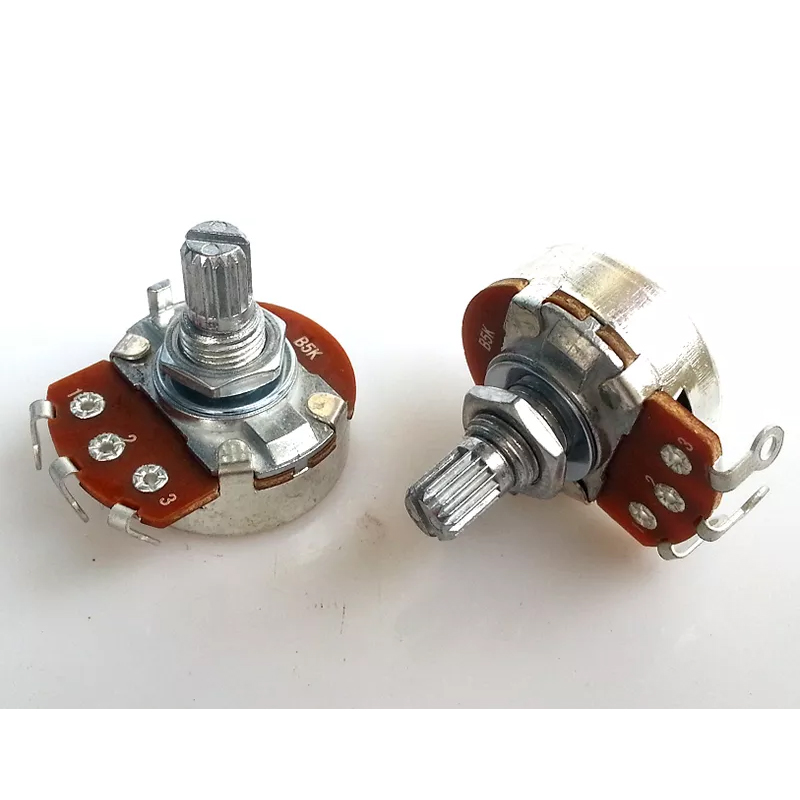 1PC 24 B type Single 3 soldering pin STEREO VOLUME Potentiometer peduncular shaft B5K B100K B10K B25K B2K B50K B1M B500K