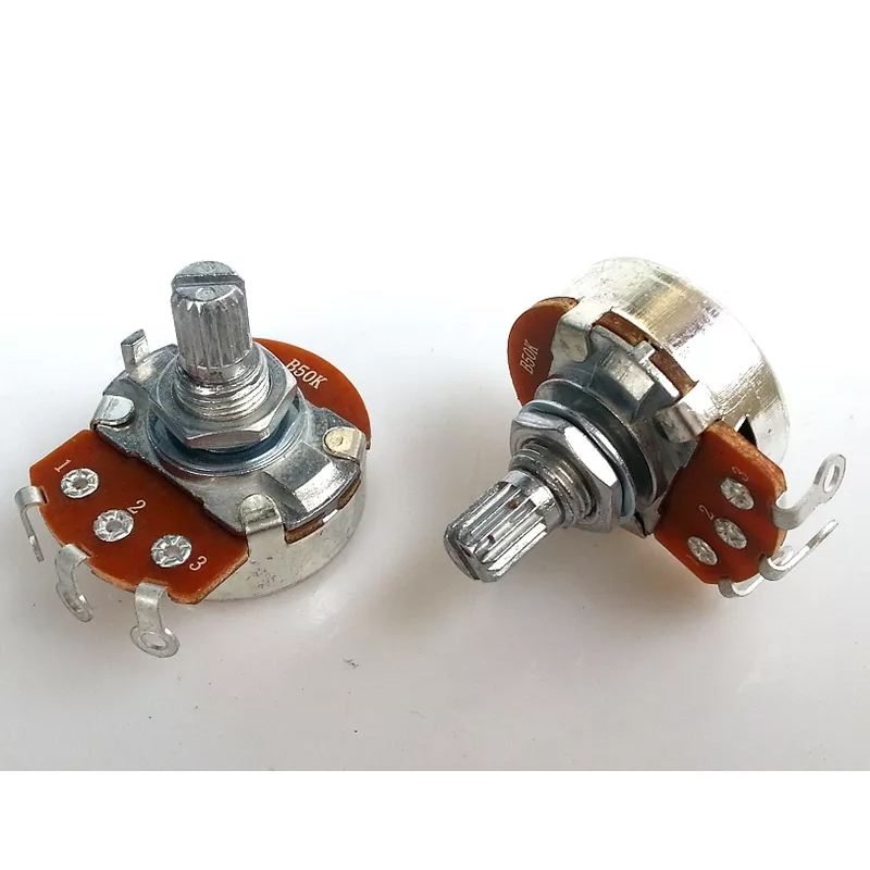 1PC 24 B type Single 3 soldering pin STEREO VOLUME Potentiometer peduncular shaft B5K B100K B10K B25K B2K B50K B1M B500K