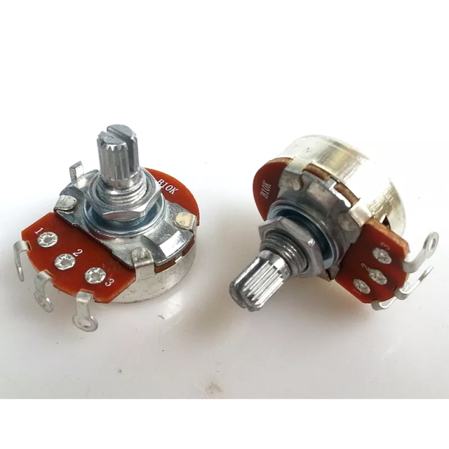 1PC 24 B type Single 3 soldering pin STEREO VOLUME Potentiometer peduncular shaft B5K B100K B10K B25K B2K B50K B1M B500K