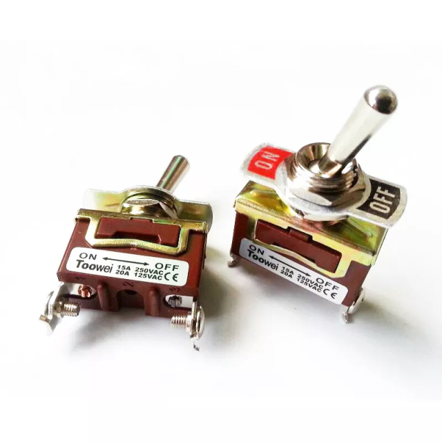 1PC DPDT ON-OFF Toggle Switch 2pins Brass screw pins AC 250V 15A 125V 20A Heavy for HIFI Diy