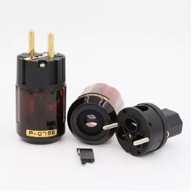 1 pair P-079E/C-079 24k Gold-Plated Power Plug EU version power plug for tube amplifier DIY
