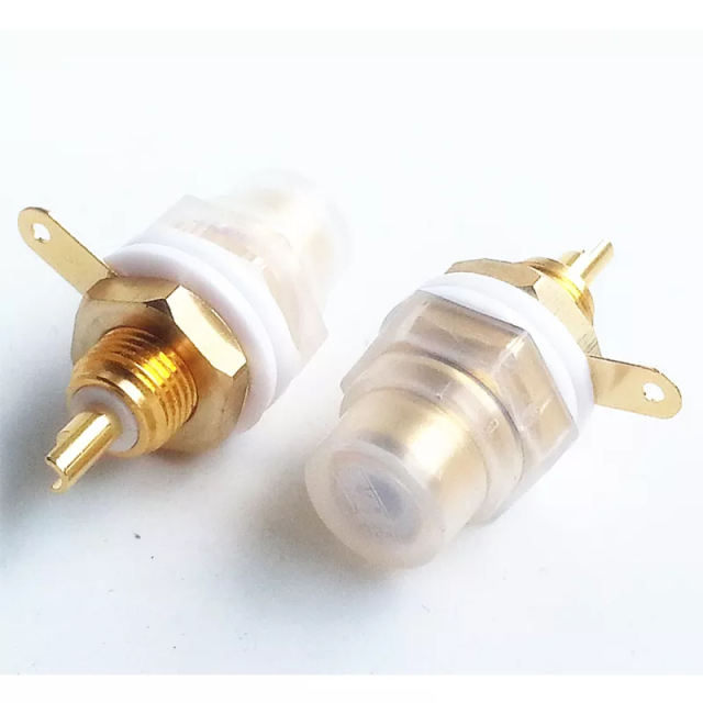 1PC EIZZ 24K Gold Plated Brass RCA Jack Female Socket Connector for HiFi Audio Video TV CD AMP Signal Panel Chassis Mount YDEZ-012
