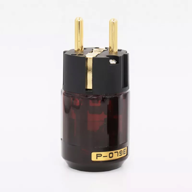 1PC P-079E Male 24k Gold-Plated Power Plug EU version power plug for tube amplifier DIY