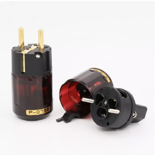 1 pair P-079E/C-079 24k Gold-Plated Power Plug EU version power plug for tube amplifier DIY