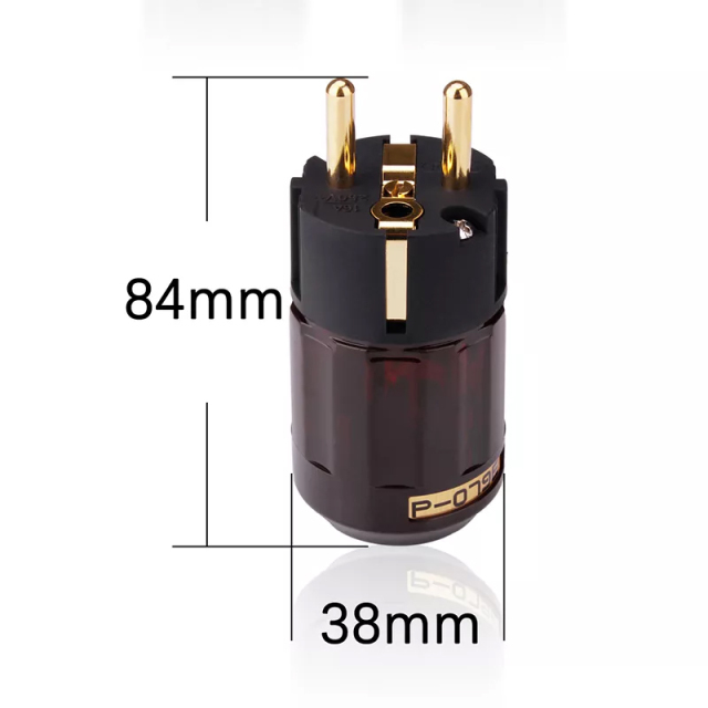 1PC P-079E Male 24k Gold-Plated Power Plug EU version power plug for tube amplifier DIY