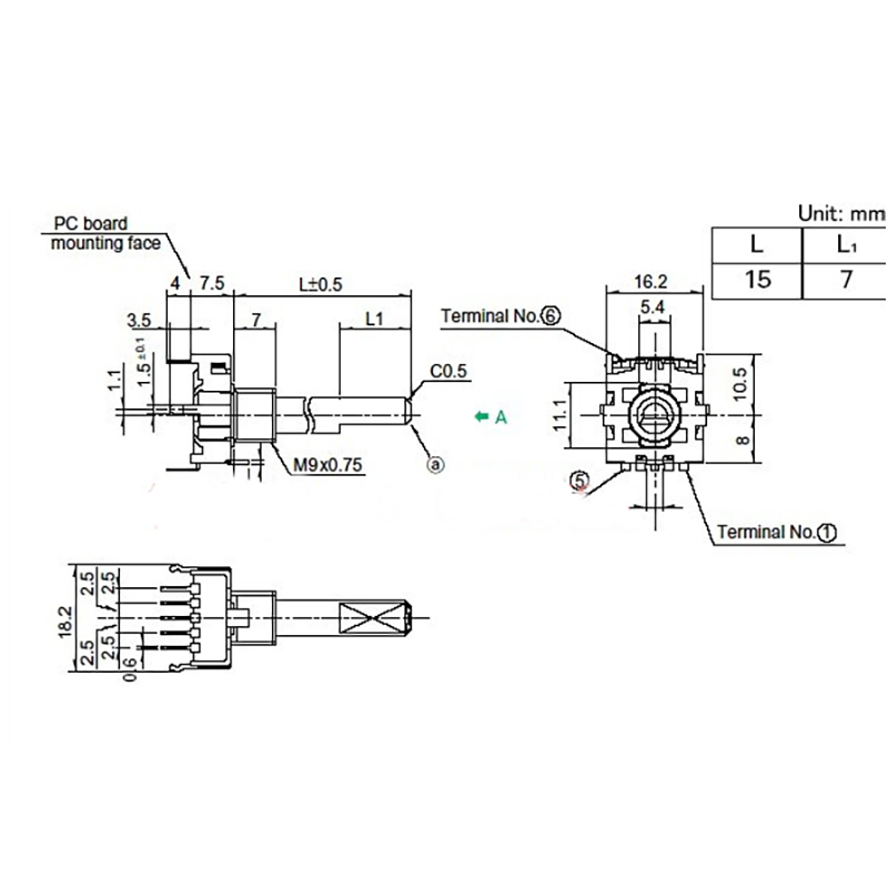 ALPS SRBV 4 postion Potentiome​ter rotary switch