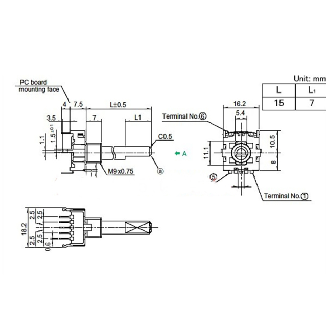 ALPS SRBV 4 postion Potentiome​ter rotary switch