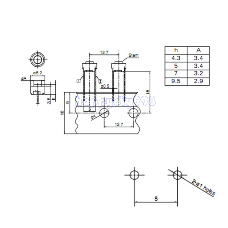 ALPS  SKRGABD010 touch switch 2 pin 6.2*4.3