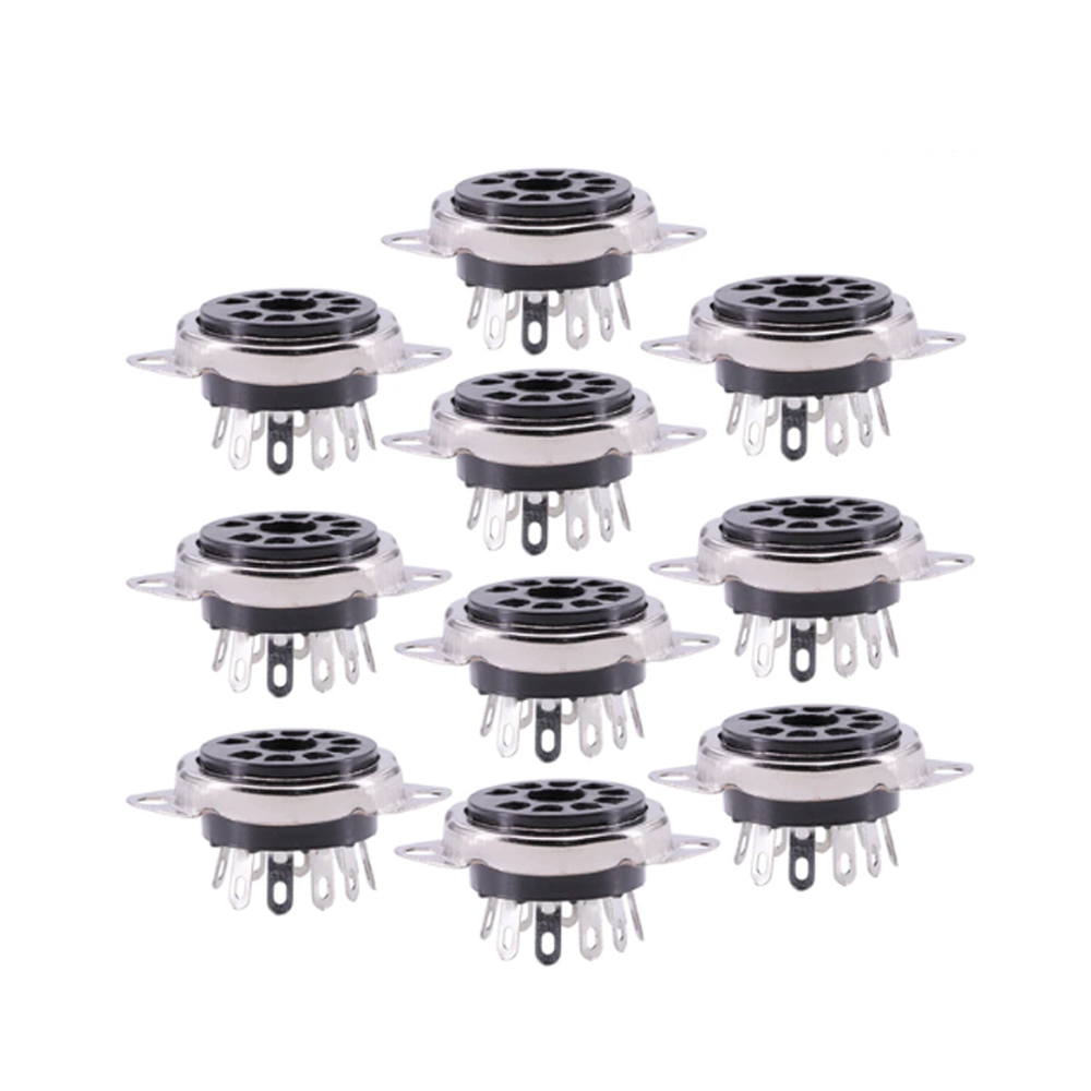Tin Plated  12AX7 12AU7 6199 6922 EL84 ECC81 ECC82 ECC83 Tube Valve Socket 9Pin Bakelite Tube Socket Vacuum Tube Amplifier HIFI Audio DIY