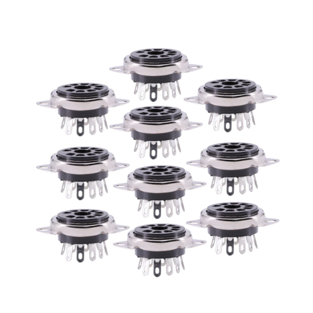 Tin Plated  12AX7 12AU7 6199 6922 EL84 ECC81 ECC82 ECC83 Tube Valve Socket 9Pin Bakelite Tube Socket Vacuum Tube Amplifier HIFI Audio DIY
