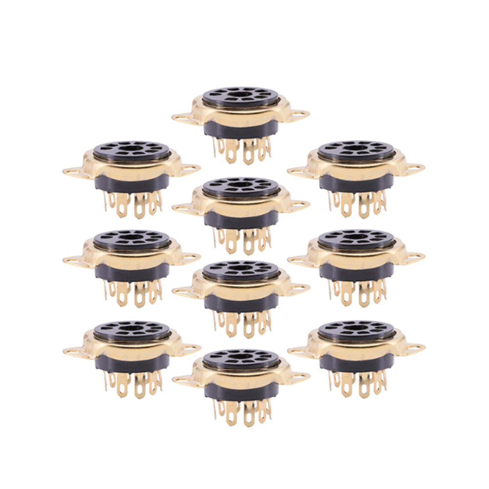 Gold Plated  12AX7 12AU7 6199 6922 EL84 ECC81 ECC82 ECC83 Tube Valve Socket 9Pin Bakelite Tube Socket Vacuum Tube Amplifier HIFI Audio DIY
