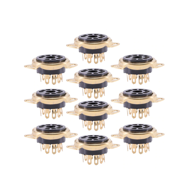 Gold Plated  12AX7 12AU7 6199 6922 EL84 ECC81 ECC82 ECC83 Tube Valve Socket 9Pin Bakelite Tube Socket Vacuum Tube Amplifier HIFI Audio DIY