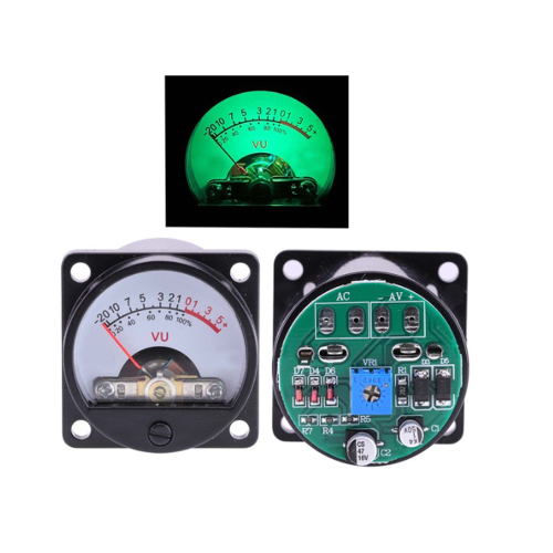 1PC 35mm Panel VU Meter 500VU with Backlight Sound Pressure Meter+ 1PC VU level Audio meter driver board DC/AC 6-12V input