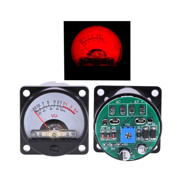 1PC 35mm Panel VU Meter 500VU with Backlight Sound Pressure Meter+ 1PC VU level Audio meter driver board DC/AC 6-12V input