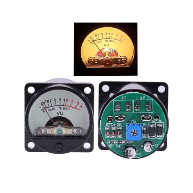 1PC 35mm Panel VU Meter 500VU with Backlight Sound Pressure Meter+ 1PC VU level Audio meter driver board DC/AC 6-12V input