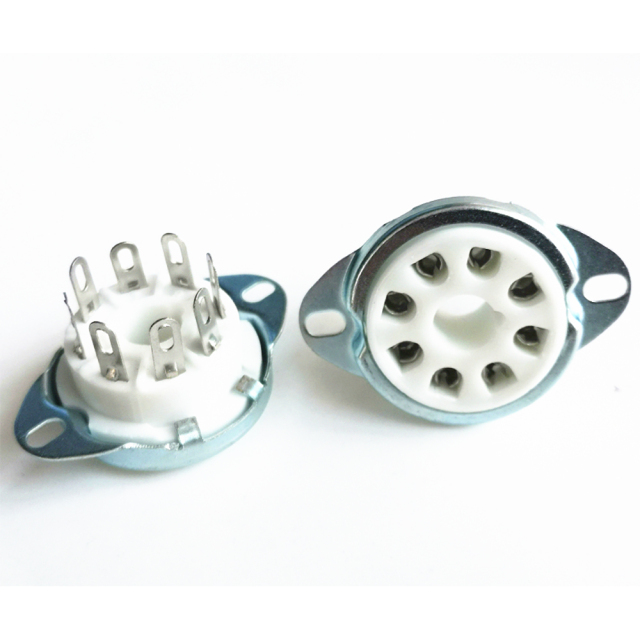 1PC Silver Gold plated Back Mounting 8Pin Ceramic Tube Socket Valve For KT88 6550 EL34 6SN7
