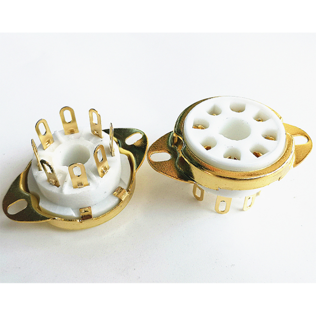 1PC Silver Gold plated Back Mounting 8Pin Ceramic Tube Socket Valve For KT88 6550 EL34 6SN7