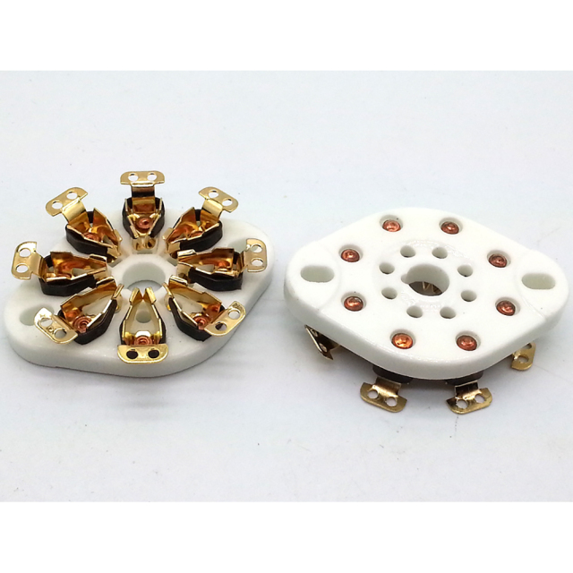 1PC Silver Gold plated 8PIN Tube Socket Ceramic GZC8-NS for EL34 6550 KT88 KT66 Vacuum Tube Amplifier
