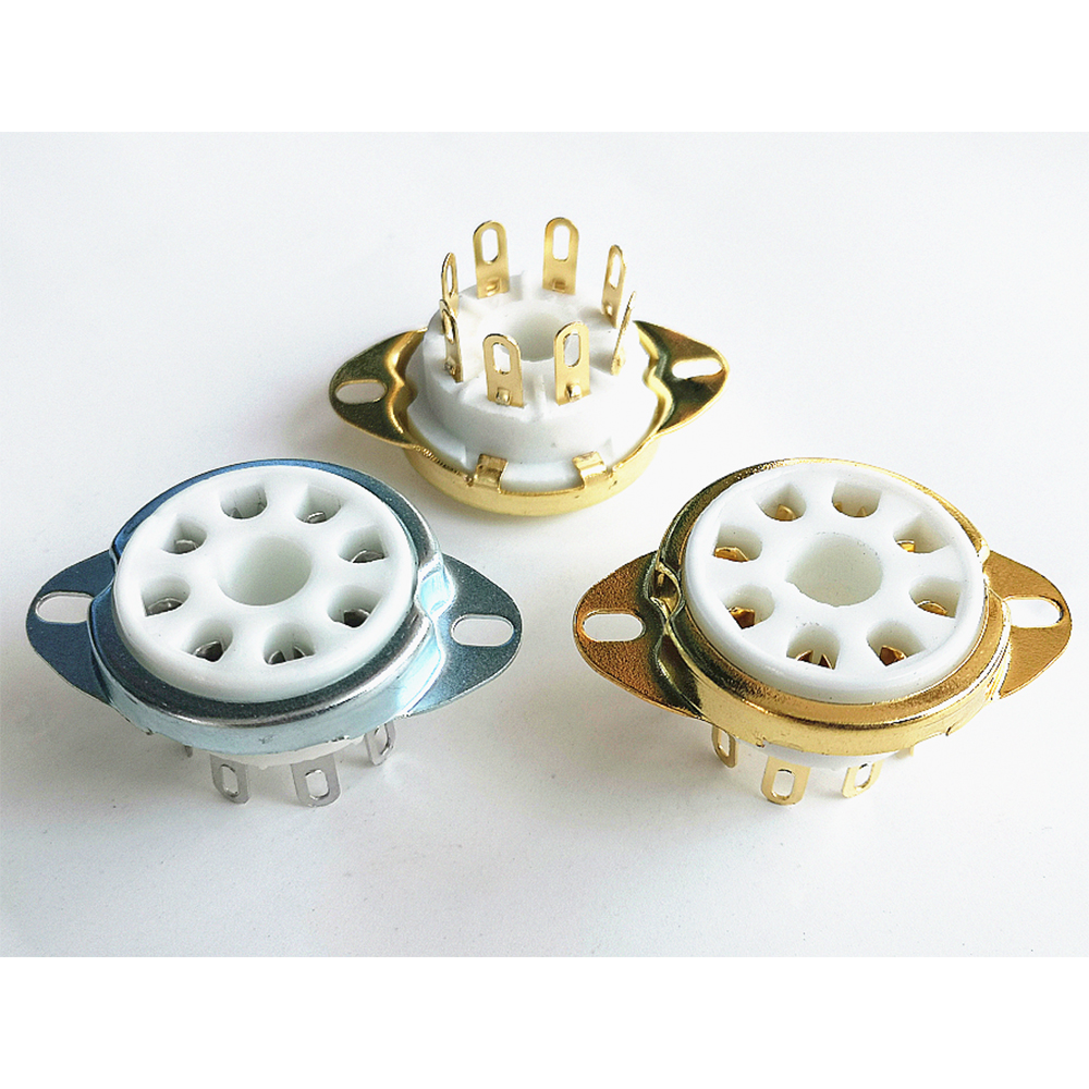 1PC Silver Gold plated Back Mounting 8Pin Ceramic Tube Socket Valve For KT88 6550 EL34 6SN7