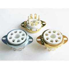 1PC Silver Gold plated Back Mounting 8Pin Ceramic Tube Socket Valve For KT88 6550 EL34 6SN7