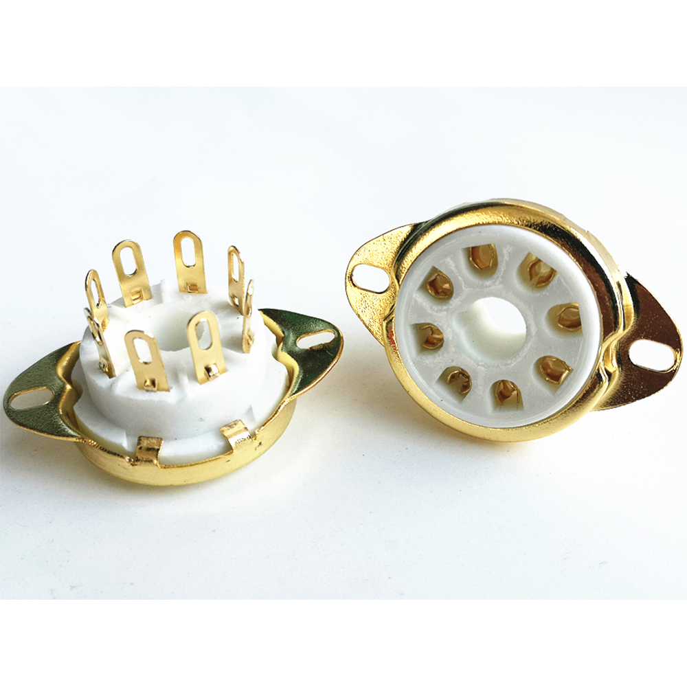 1PC Silver Gold plated Back Mounting 8Pin Ceramic Tube Socket Valve For KT88 6550 EL34 6SN7