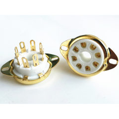 1PC Silver Gold plated Back Mounting 8Pin Ceramic Tube Socket Valve For KT88 6550 EL34 6SN7