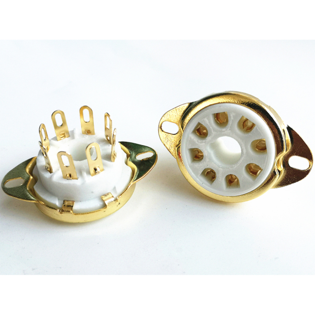 1PC Silver Gold plated Back Mounting 8Pin Ceramic Tube Socket Valve For KT88 6550 EL34 6SN7