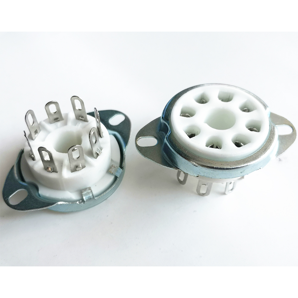 1PC Silver Gold plated Back Mounting 8Pin Ceramic Tube Socket Valve For KT88 6550 EL34 6SN7