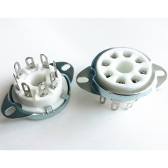 1PC Silver Gold plated Back Mounting 8Pin Ceramic Tube Socket Valve For KT88 6550 EL34 6SN7