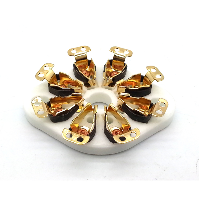 1PC Silver Gold plated 8PIN Tube Socket Ceramic GZC8-NS for EL34 6550 KT88 KT66 Vacuum Tube Amplifier