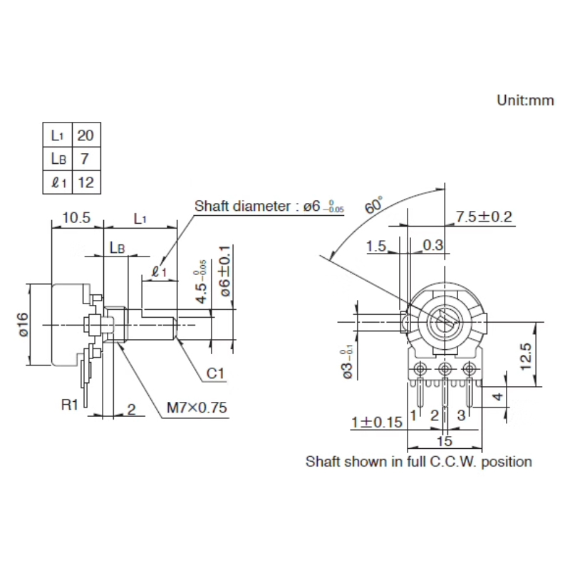 3pin ALPS RK163 Volume potentiometer STEREO 10KB 20KB 50K 100K
