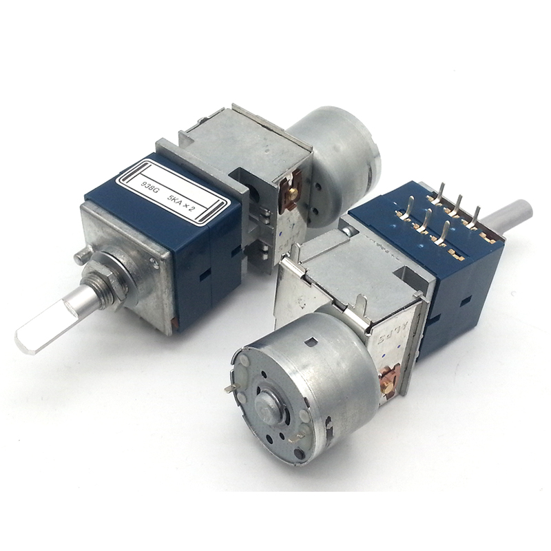 ALPS RK27 Motor Potentiometer Double 5K 10K 50K 100K 6pins HIFI DIY Half Round shaft