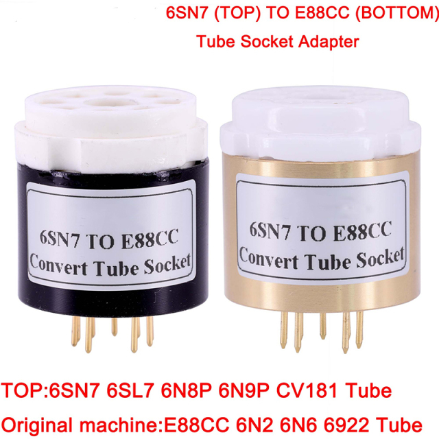 1PC CV181 6SL7 6N8P 6N9P 6SN7 TO ECC88 E88CC 6DJ8 6N2 6922 DIY Audio Vacuum Tube Amplifier Convter Copper shell+CMC Bakelite Socket E